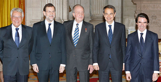 Gonzalez, Rajoy, Rey, Zapatero i Aznar